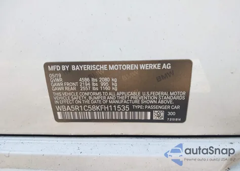 2019 BMW 330I from USA, damaged, VIN WBA5R1C58KFH11535